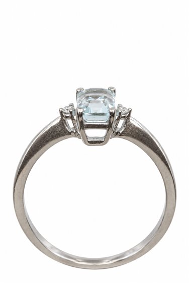 Anello Promesse Donna in Oro bianco Acquamarina 0.50 Ct AOT641BT - AOT641BT